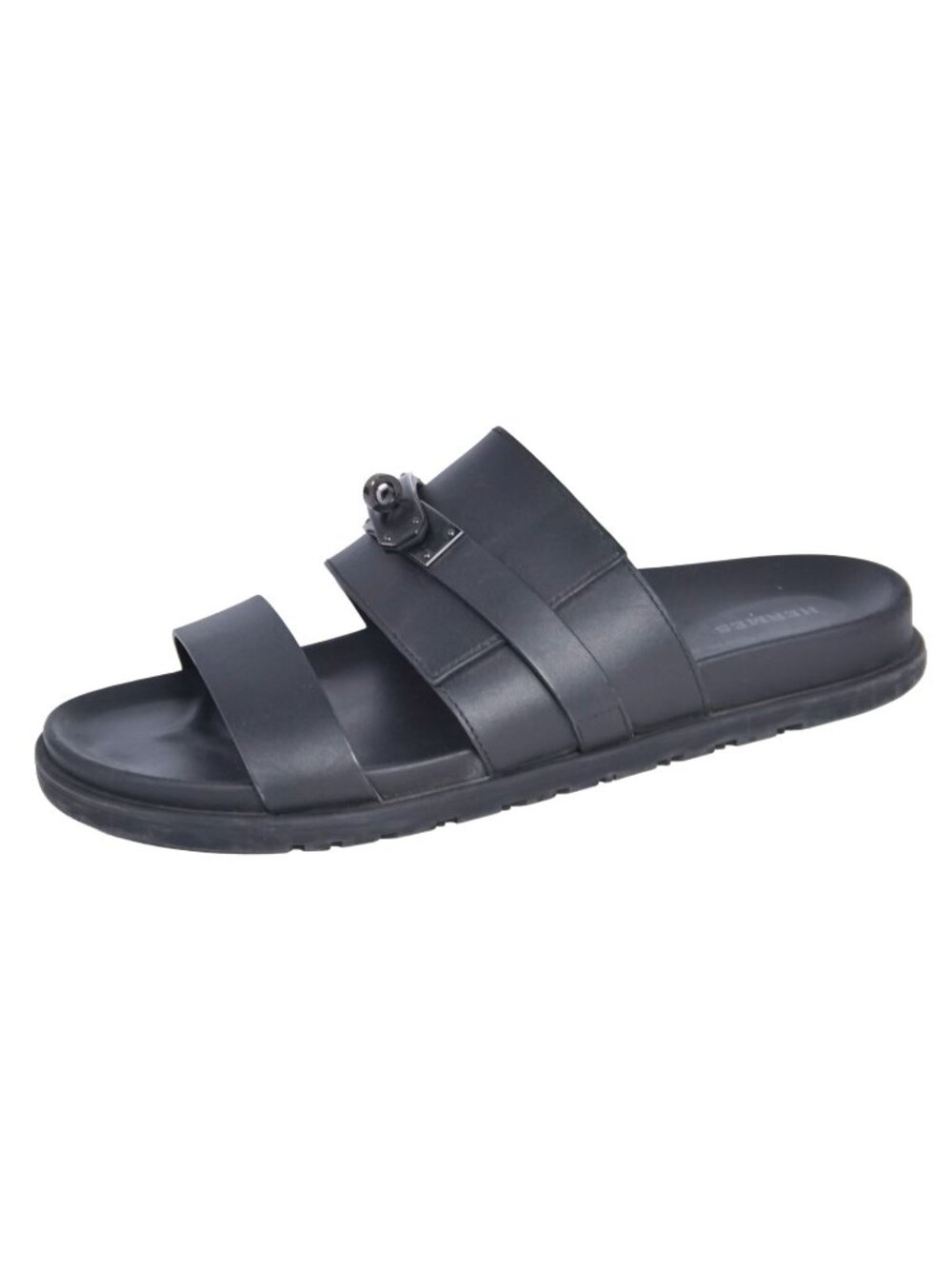 Hermes Sandals Jackson Kelly Shoes Leather Black